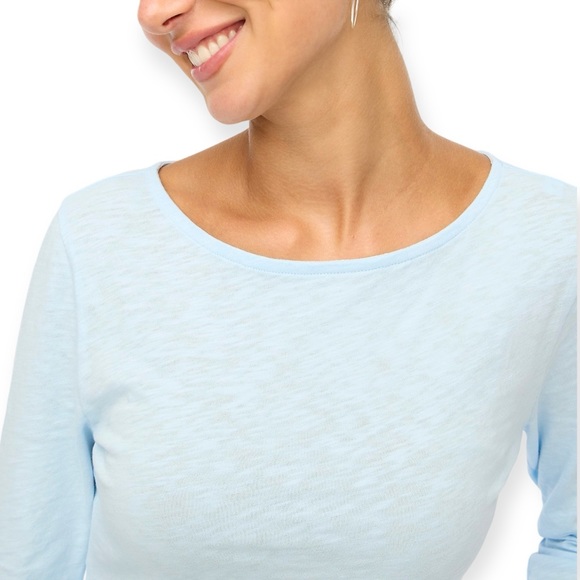 J. CREW Artist Tee Long Sleeve Wide Crew Neck Blue Breeze T-Shirt NWT - Picture 3 of 9